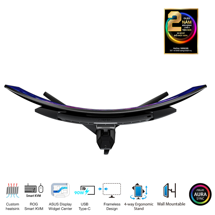 Màn hình ASUS ROG Swift OLED PG34WCDM (34 inch/WQHD/OLED/240Hz/0.03ms/cong) - Máy Tính LMC Màn hình ASUS ROG Swift OLED PG34WCDM (34 inch/WQHD/OLED/240Hz/0.03ms/cong) - Chi tiết 2