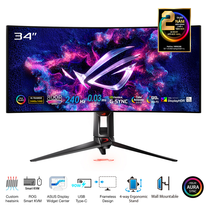 Màn hình ASUS ROG Swift OLED PG34WCDM (34 inch/WQHD/OLED/240Hz/0.03ms/cong) - Máy Tính LMC Màn hình ASUS ROG Swift OLED PG34WCDM (34 inch/WQHD/OLED/240Hz/0.03ms/cong) - Chi tiết 3