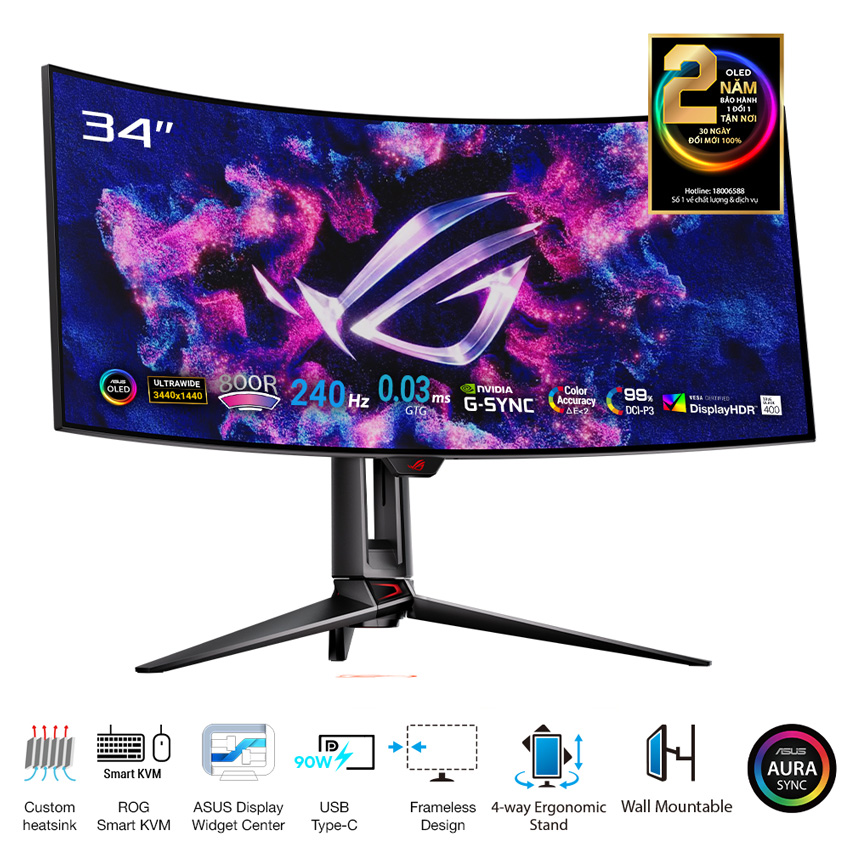 Màn hình ASUS ROG Swift OLED PG34WCDM (34 inch/WQHD/OLED/240Hz/0.03ms/cong) - Máy Tính LMC Màn hình ASUS ROG Swift OLED PG34WCDM (34 inch/WQHD/OLED/240Hz/0.03ms/cong) - Chi tiết 4