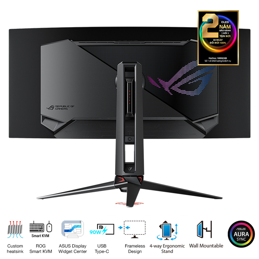 Màn hình ASUS ROG Swift OLED PG34WCDM (34 inch/WQHD/OLED/240Hz/0.03ms/cong) - Máy Tính LMC Màn hình ASUS ROG Swift OLED PG34WCDM (34 inch/WQHD/OLED/240Hz/0.03ms/cong) - Chi tiết 5