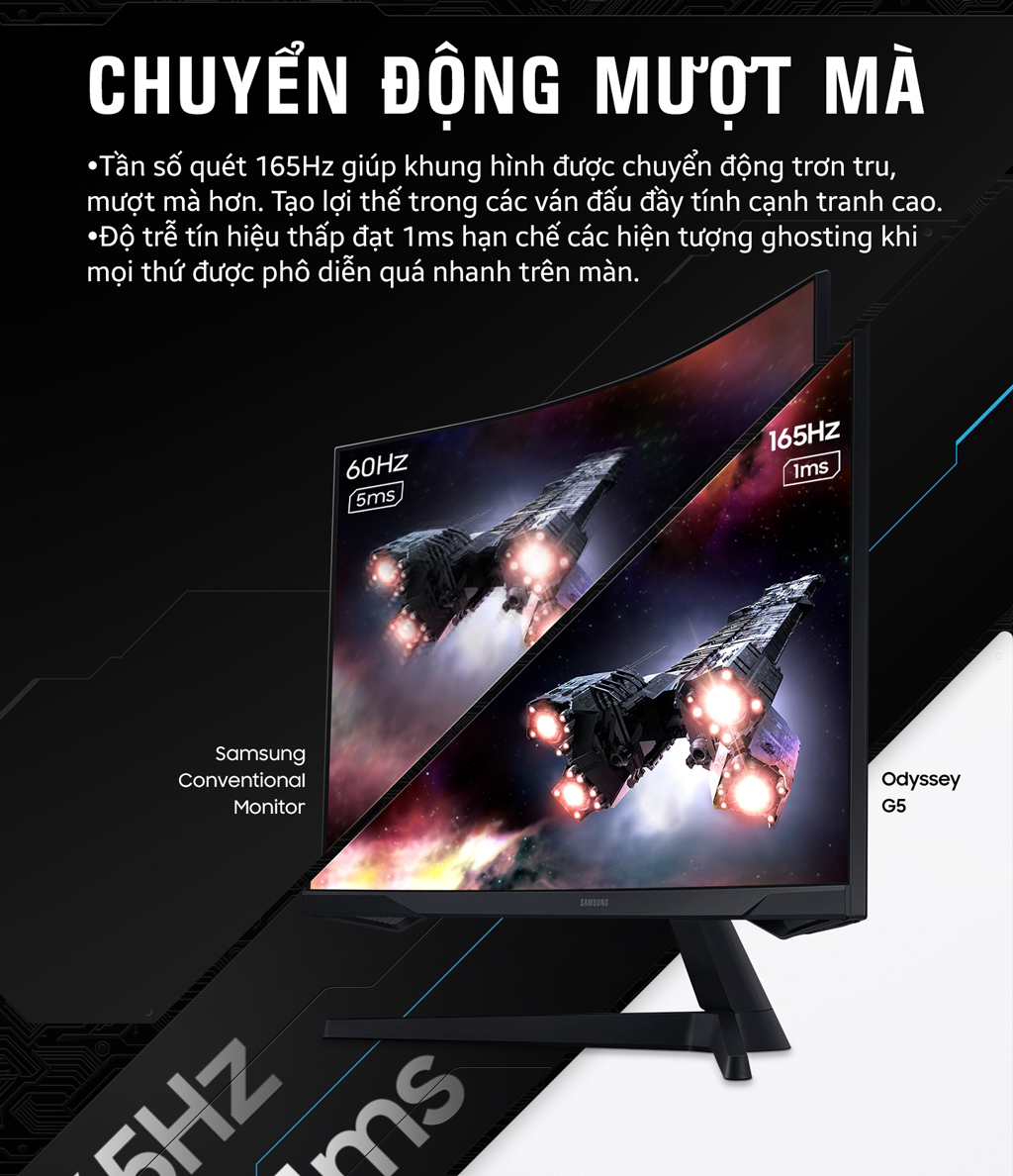 Màn hình Samsung Odyssey G5 G55C LS27CG552EEXXV (27 inch/QHD/VA/165Hz/1ms/cong) - Chi tiết 4