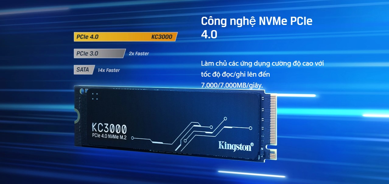 Ổ Cứng SSD KINGSTON KC3000 512GB – M.2 2280 PCIe Gen4 x4 (Đọc 7000MB/s - Ghi 3900MB/s)-(SKC3000S/512G) - Chi tiết 3