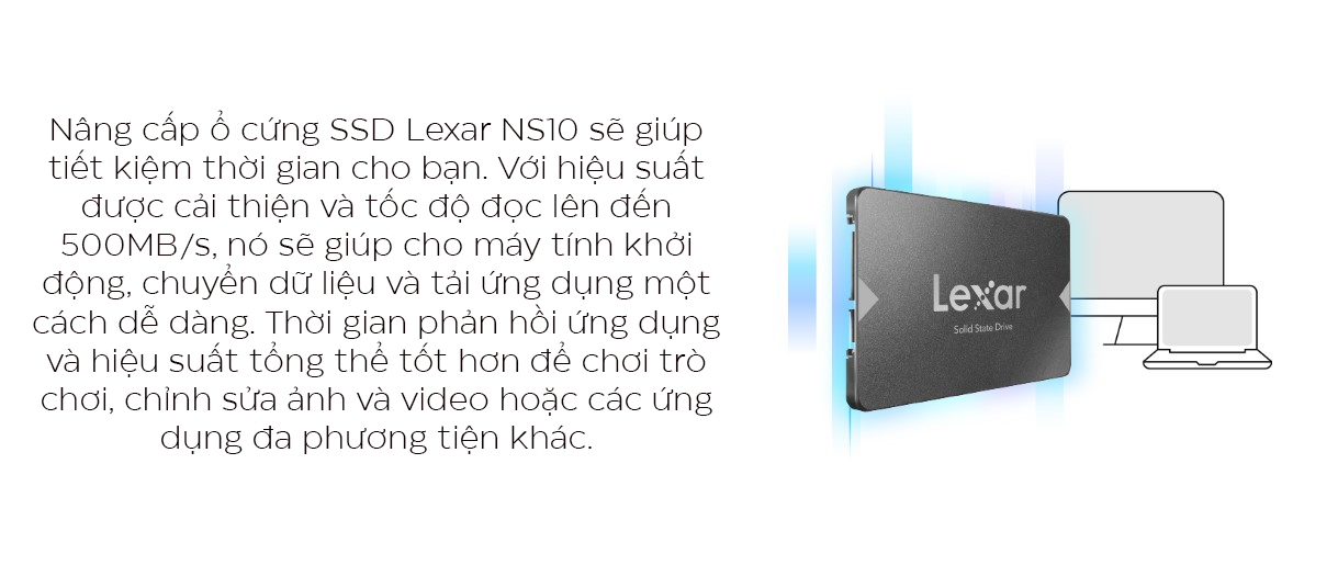 Ổ Cứng SSD LEXAR NS100 256GB 2.5 inch SATA III (Đọc 520MB/s - Ghi 450MB/s) - (LNS100-256RB) - Chi tiết 2