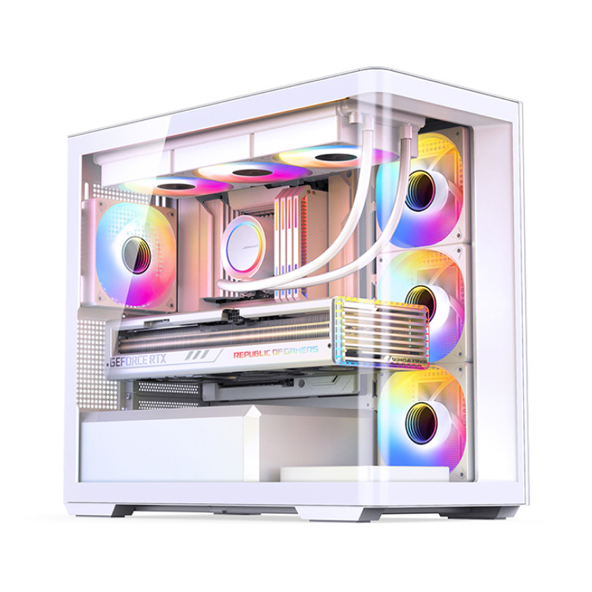 Vỏ case JONSBO D300 WHITE (mATX/Mid Tower/Màu Trắng/Kính Cong) - Chi tiết 1