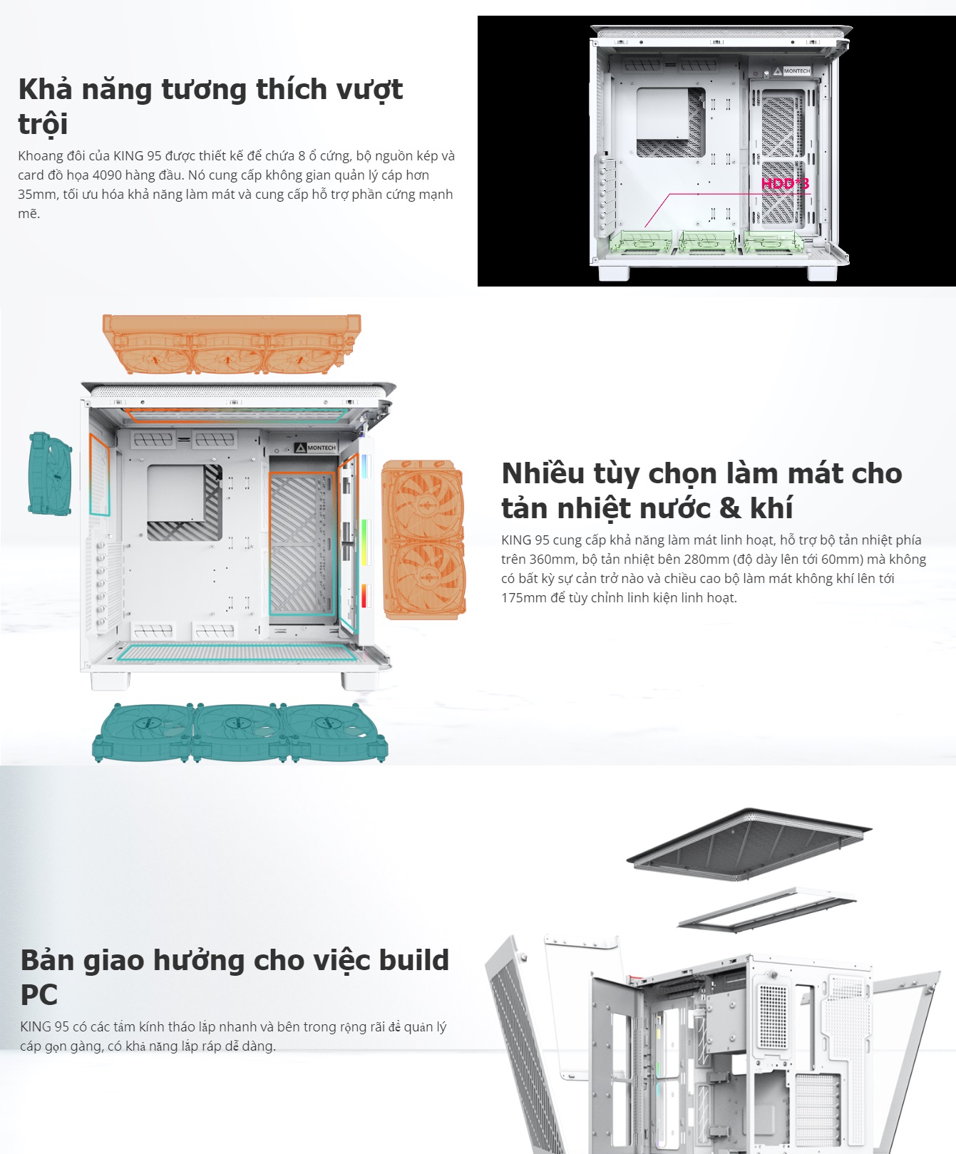 Vỏ Case MONTECH KING 95 WHITE (ATX/Mid Tower/Màu Trắng) - Máy Tính LMC Vỏ Case MONTECH KING 95 WHITE (ATX/Mid Tower/Màu Trắng) - Chi tiết 4