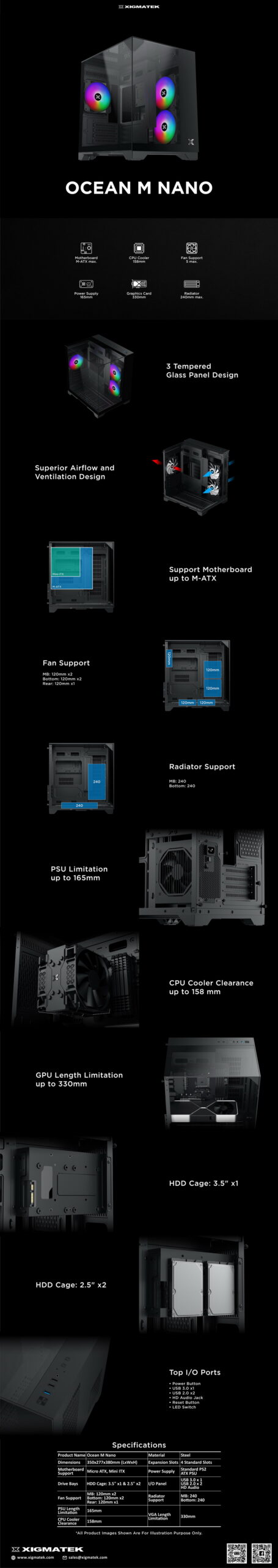 Vỏ case XIGMATEK OCEAN M NANO (mATX/Màu đen) - Chi tiết 1