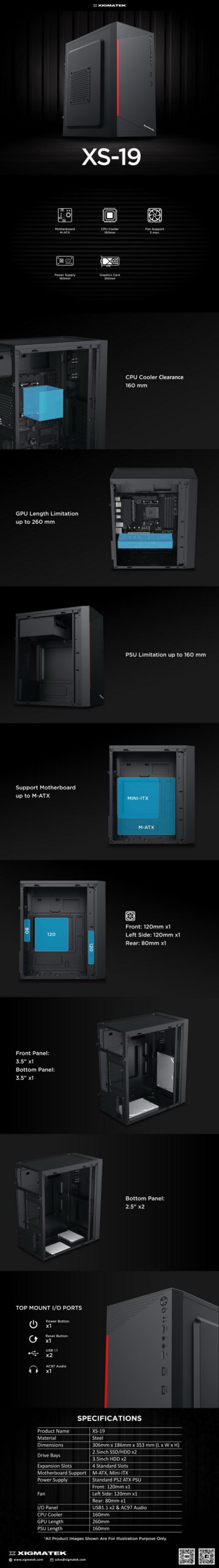 Vỏ case XIGMATEK XS-19 (mATX/Mid Tower/Màu Đen) - Máy Tính LMC Vỏ case XIGMATEK XS-19 (mATX/Mid Tower/Màu Đen) - Chi tiết 1