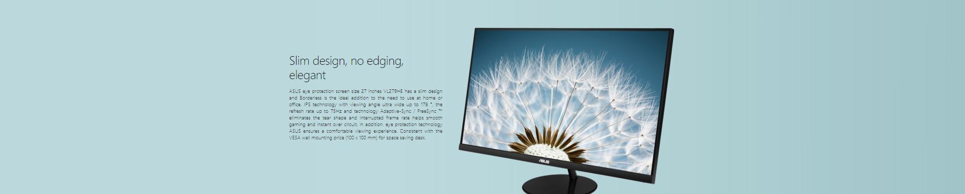 Màn hình ASUS VL279HE thiết kế mỏng