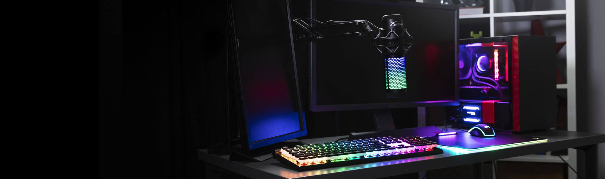 Microphone Kingston HyperX QuadCast S RGB - HMIQ1S-XX-RG/G có thể điều chỉnh led dễ dàng