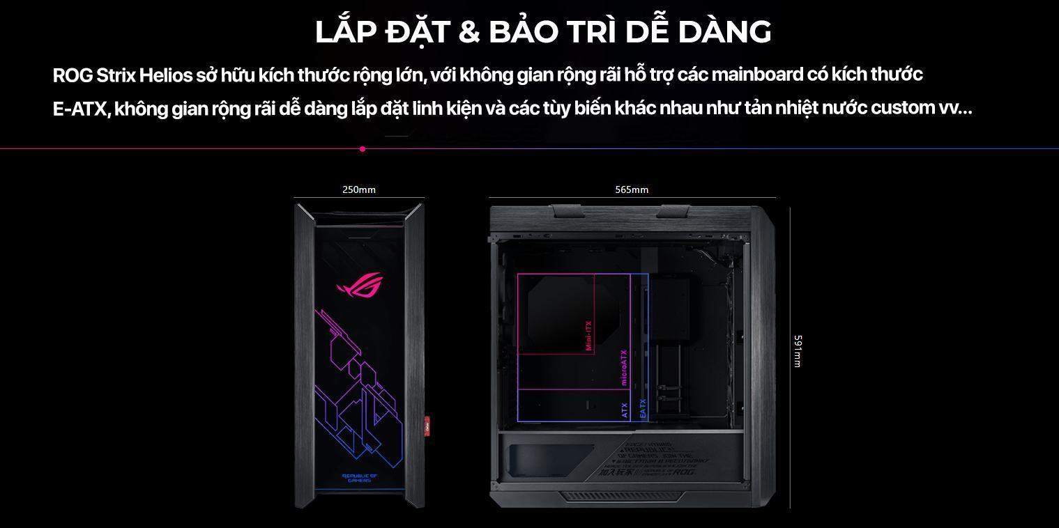 Vỏ Case Asus ROG Strix Helios GX601 Tempered Glass Gaming 