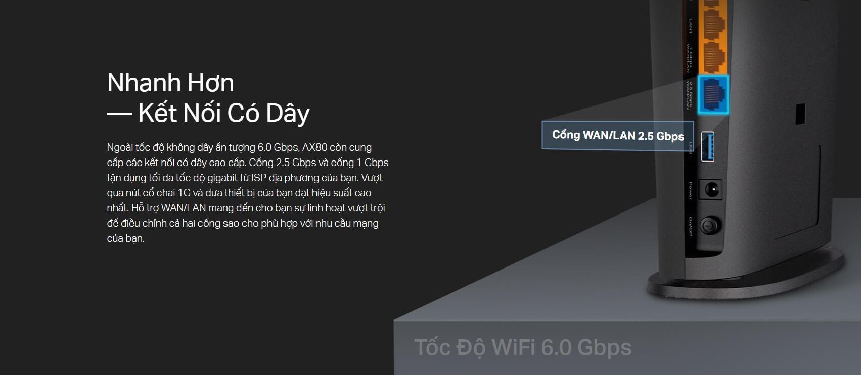 Bộ phát wifi Mesh Tp-Link Archer AX80 Wireless AC6000, 8 Luồng với Cổng 2.5G 