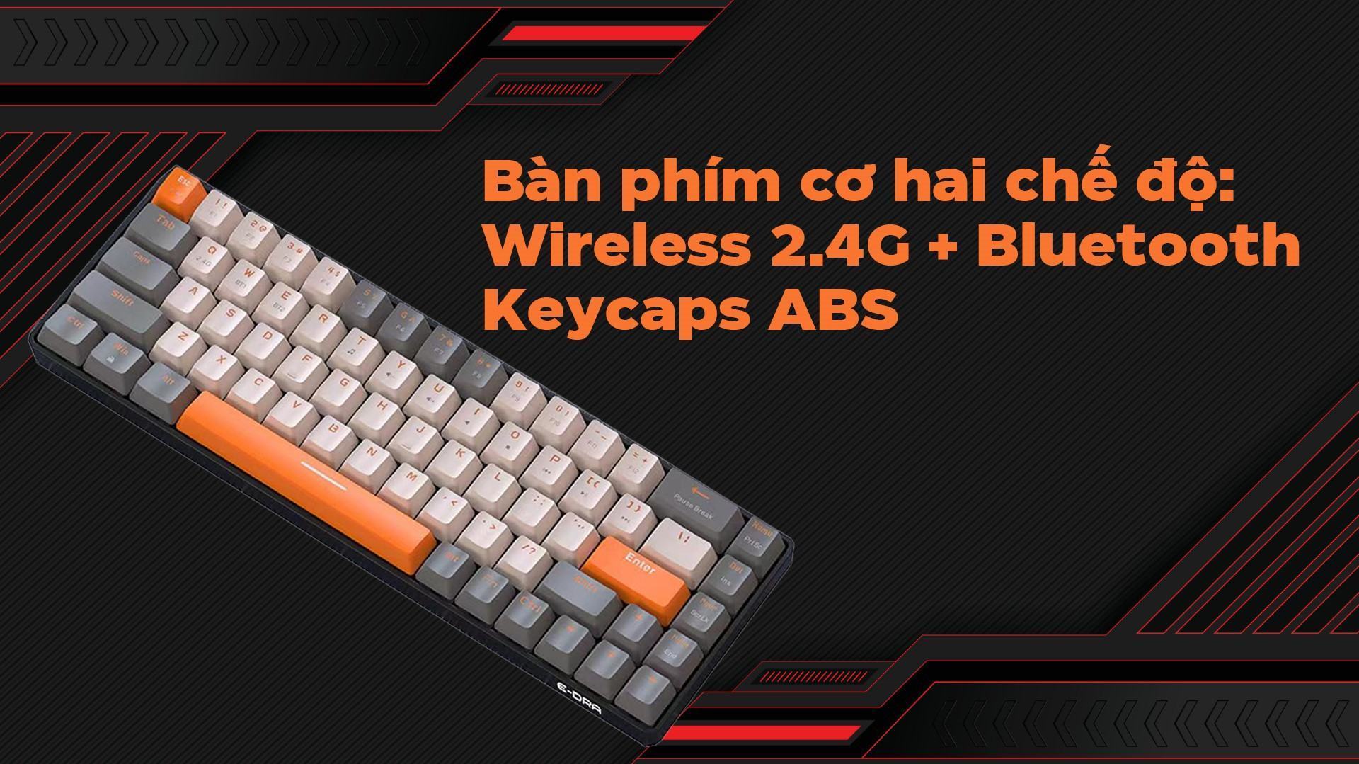Bàn phím cơ không dây Edra EK368L Alpha Yellow Switch 1