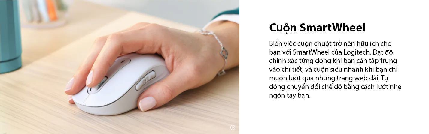Chuột không dây Logitech M650 Signature Off-white (USB/Bluetooth/Pin AA/Trắng) 2