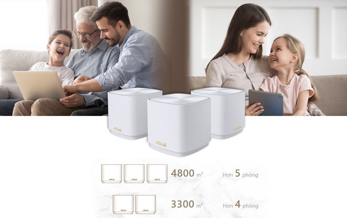 Bộ phát wifi ASUS XD4 (B-3-PK) Mesh wifi 6, Chuẩn AX1800 1