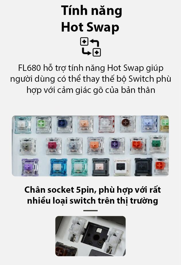 Bàn phím Cơ FL-Esports FL680SAM Purple Yellow 4