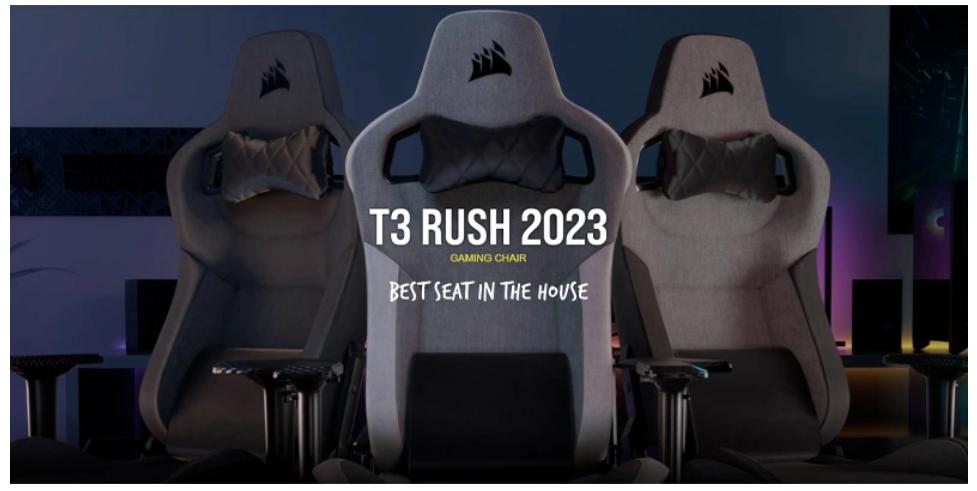 Ghế game Corsair T3 RUSH Gray-Charcoal 2023