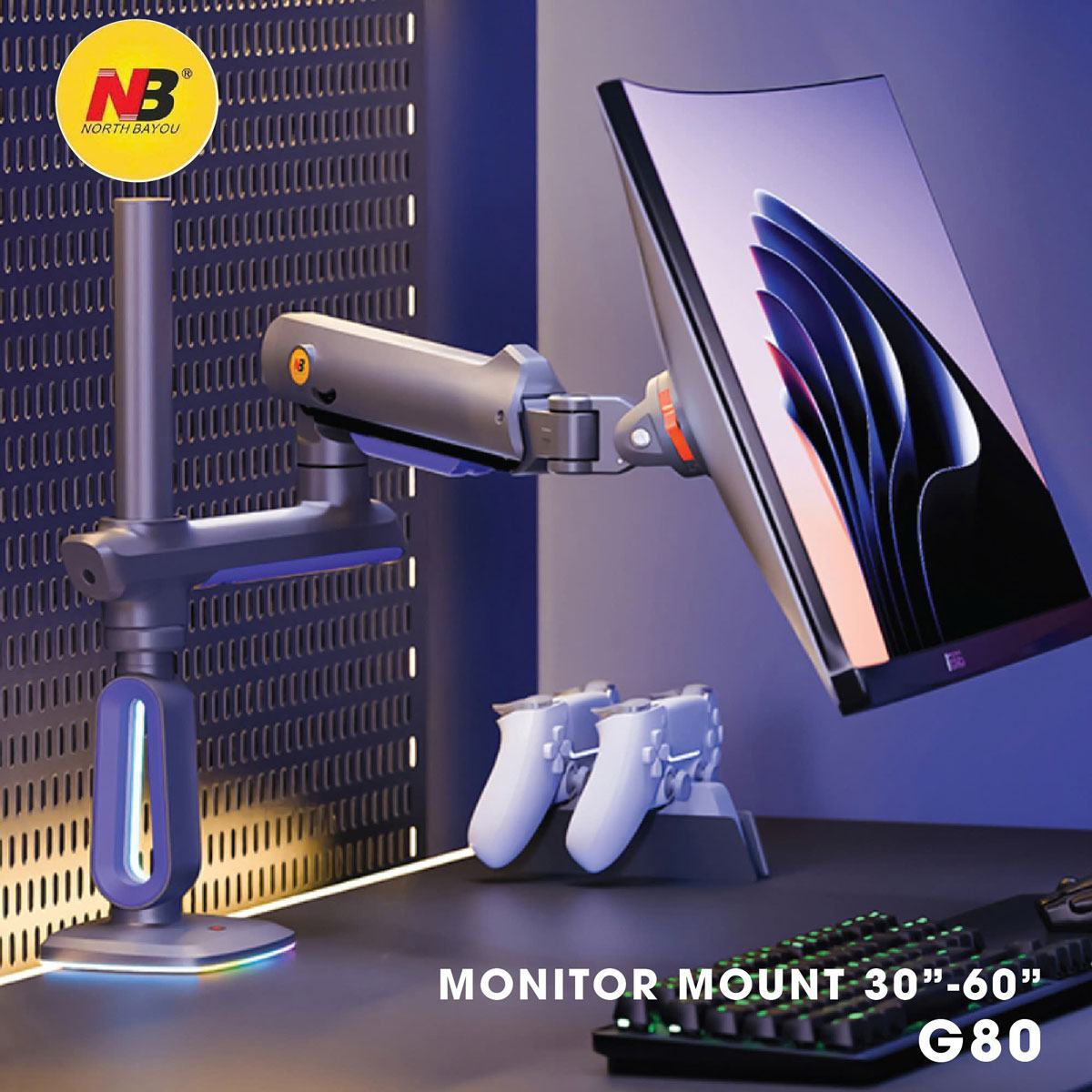 Giá Treo Màn Hình North Bayou G80 Màu Đen Xám , Led RGB