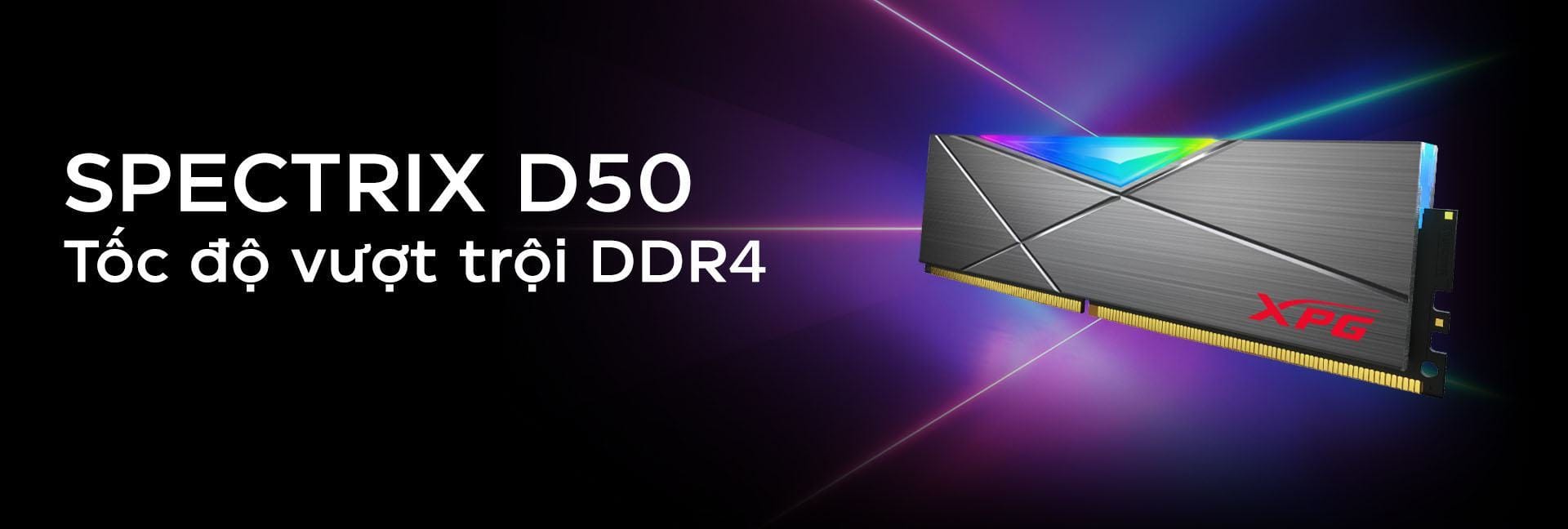 Ram Desktop Adata XPG Spectrix D50 RGB White (AX4U32008G16A-SW50) 8GB (1x8GB) DDR4 3200Mhz
