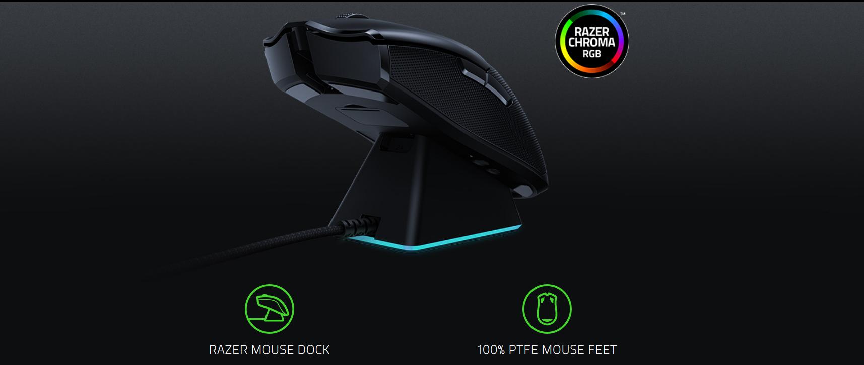 Chuột Razer Viper Ultimate Wireless Gaming Mouse (RZ01-03050100-R3A1) có thể sạc dock