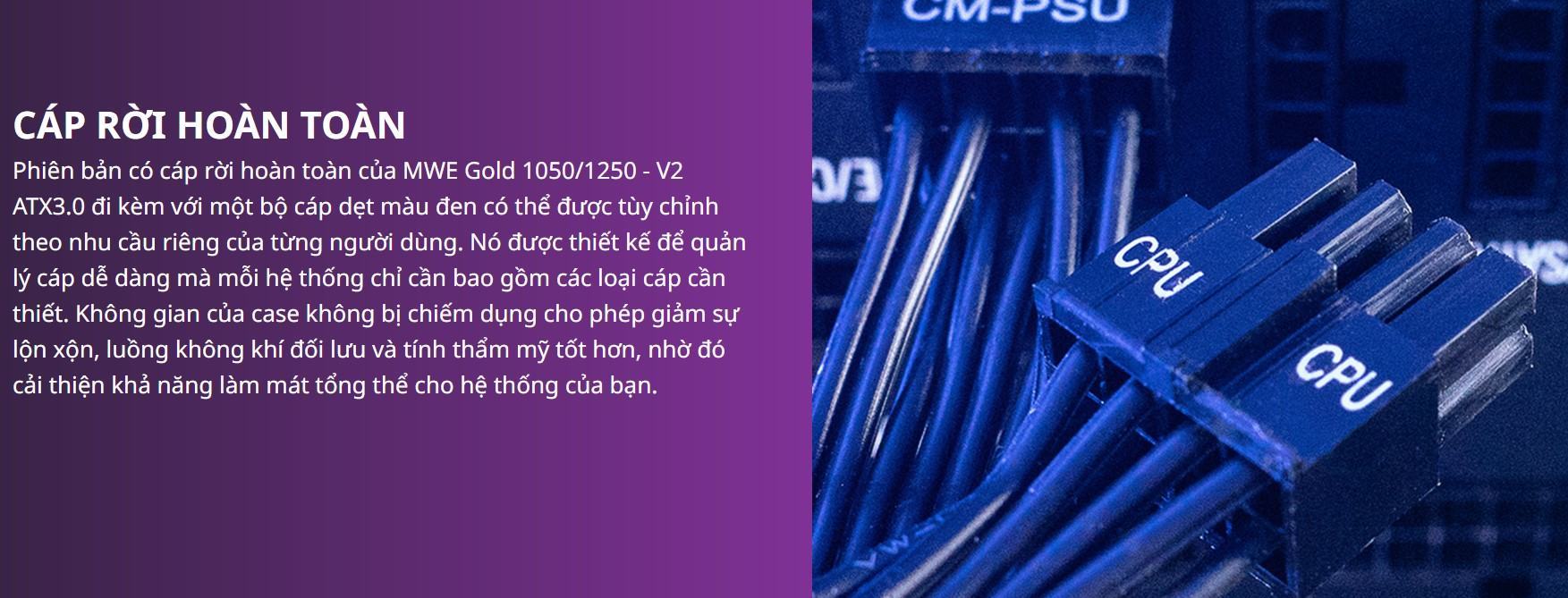 mwe-gold1050-v2-atx3-mota5 Nguồn Cooler Master MWE GOLD 1050 - V2 1050W ATX3.0 (PCIE 5.0/ 80 Plus Gold/Màu Đen/Full Modular)