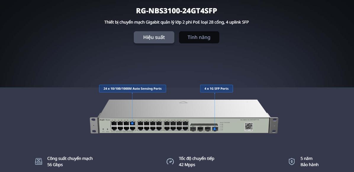 screenshot_1736234276 Switch RUIJIE REYEE RG-NBS3100-24GT4SFP-V2 24 cổng 10/100/1000BASE-T