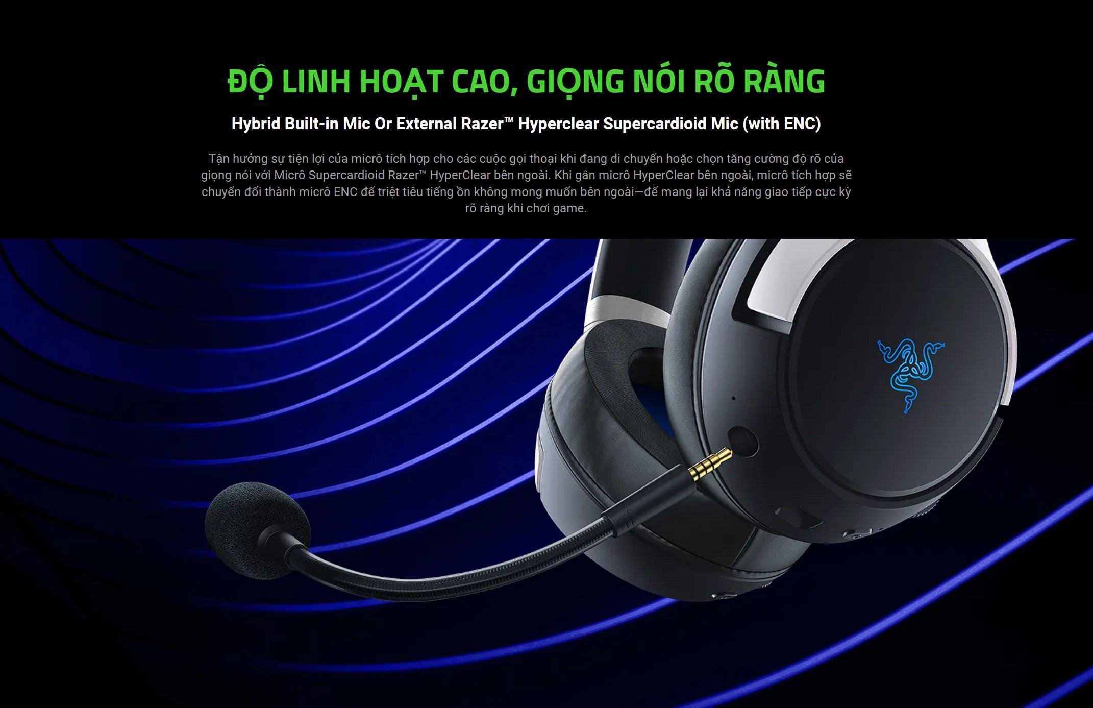 Tai nghe gaming không dây Razer Kaira Pro HyperSpeed - Licensed PlayStation 5 (RZ04-04030200-R3A1)